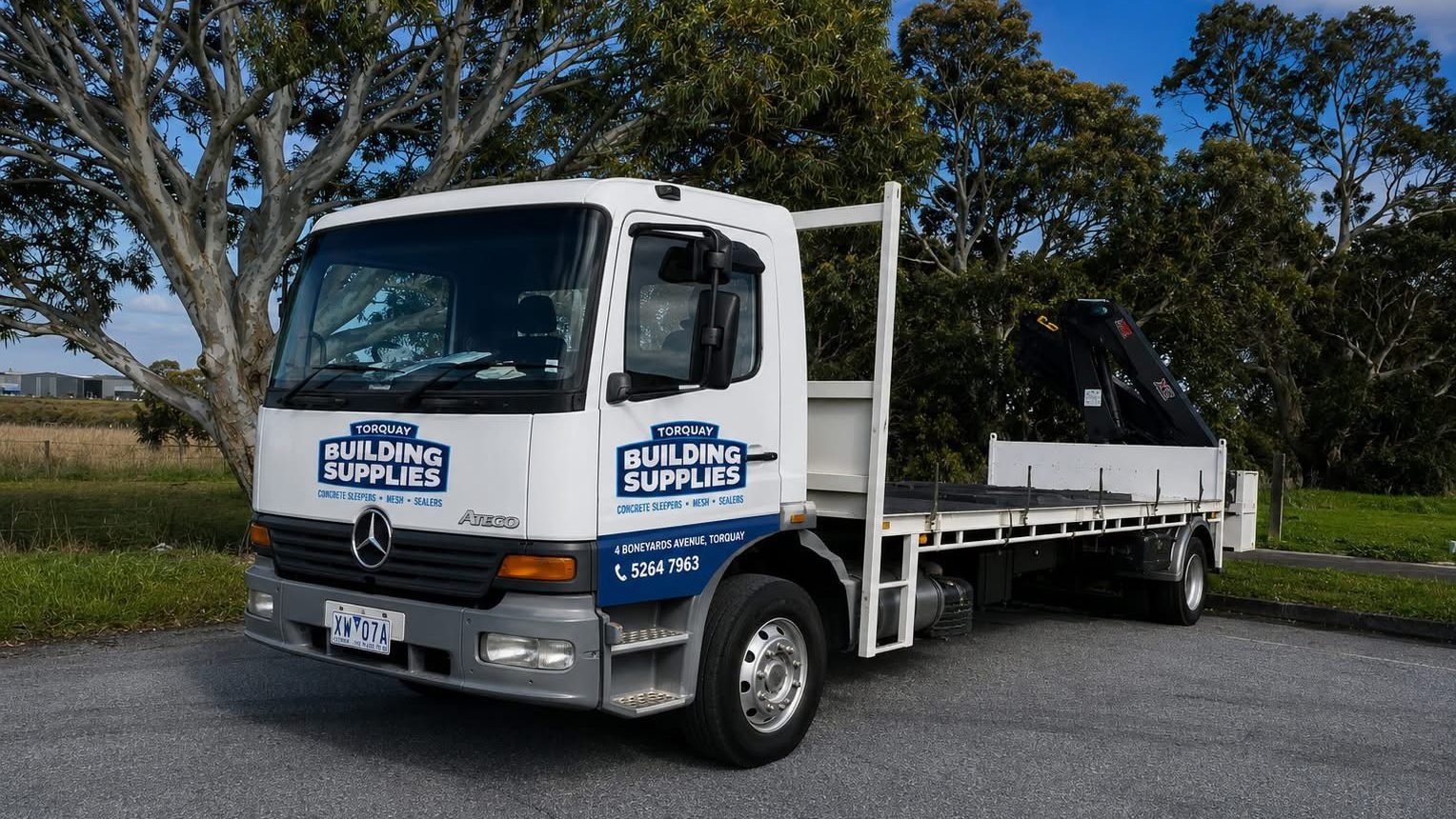 Torquay Building Supplies crane truck loaded for delivery